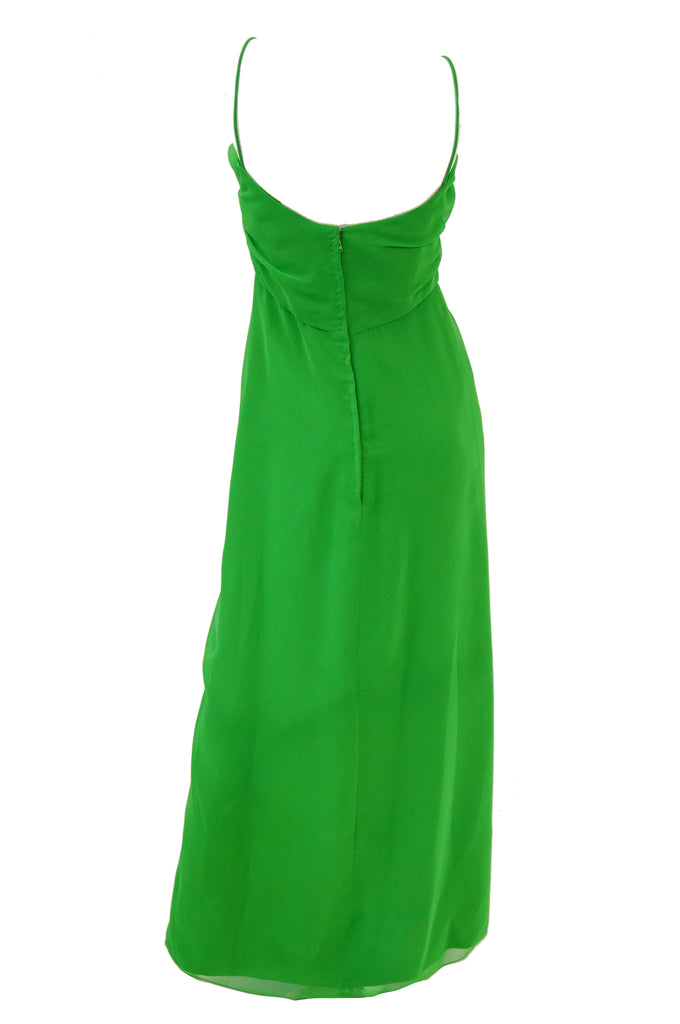 1970s Custom Isabell Gerhart Green Evening Dress with Ostrich Feather ...