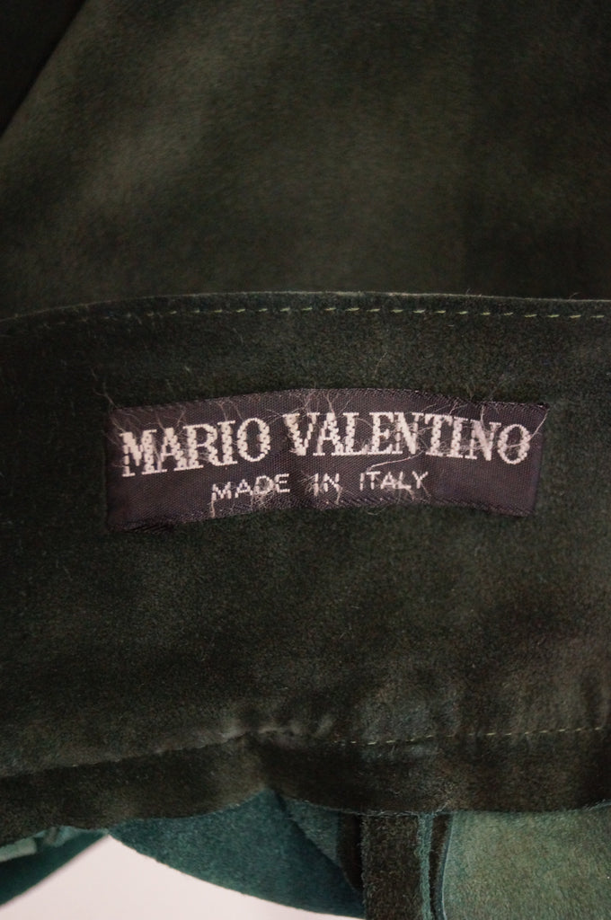 1970s Mario Valentino Pine Green Italian Suede Skirt