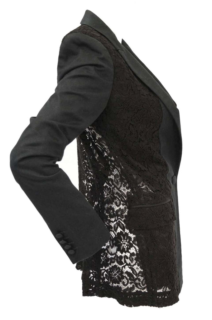 Givenchy Black Floral Lace Back Panel Blazer