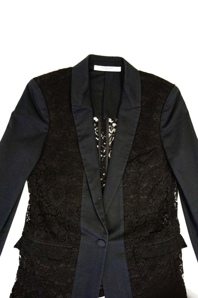 Givenchy Black Floral Lace Back Panel Blazer