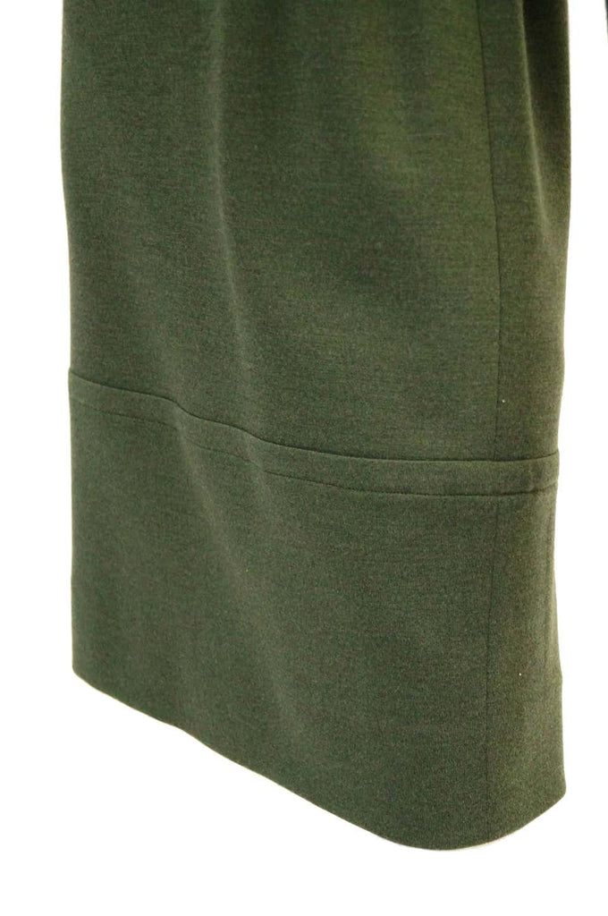 1980s Givenchy Couture Olive Green Wool Button Back Dress