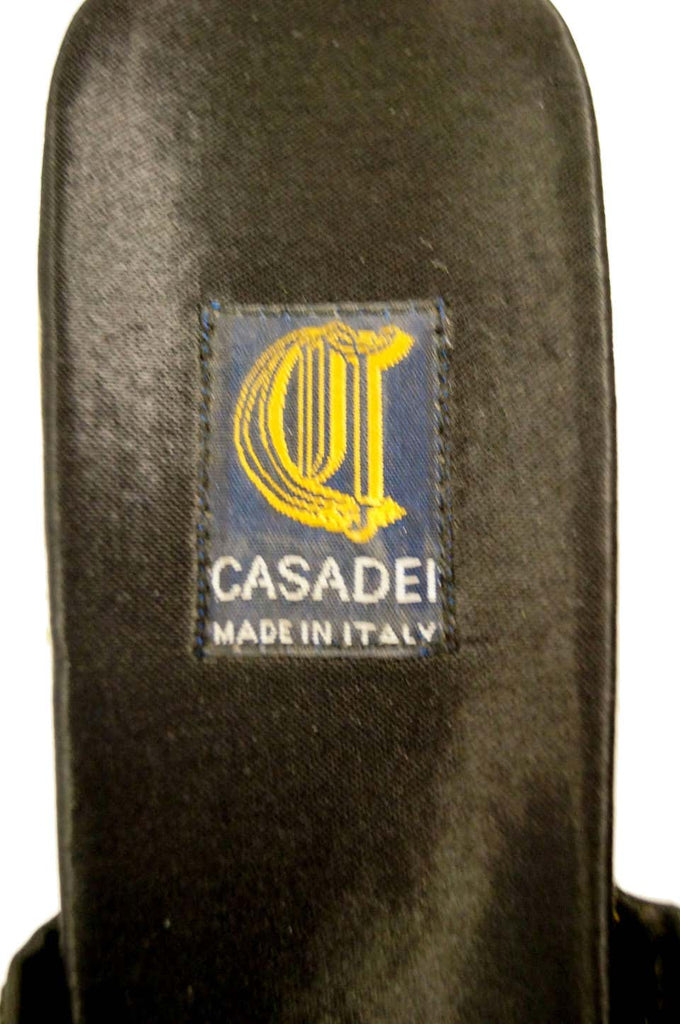 Casadei Black Satin and Sequin Strappy Sandals