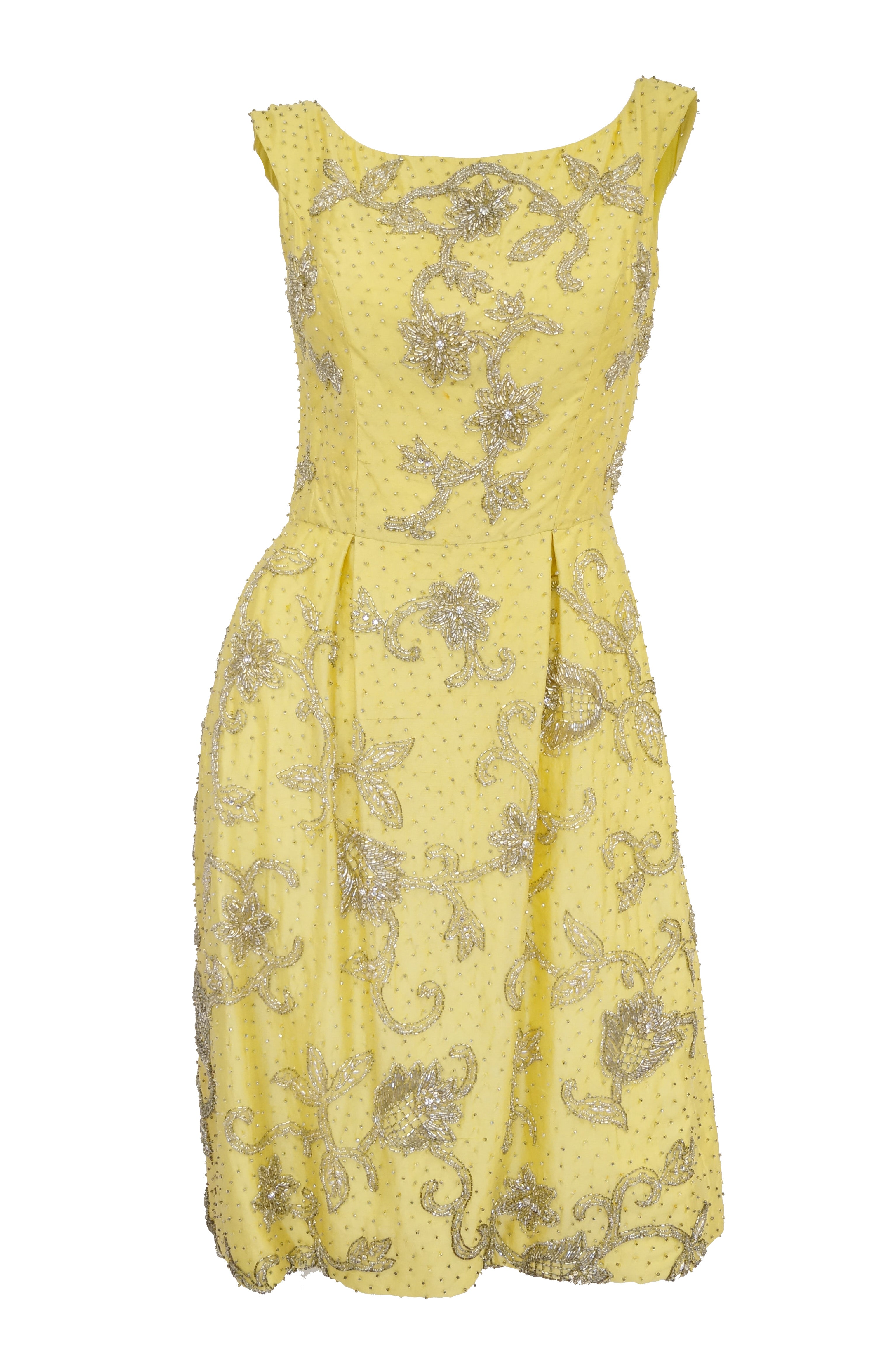 1950s Goldenrod Yellow Silk Beaded Dress and Jacket - MRS Couture