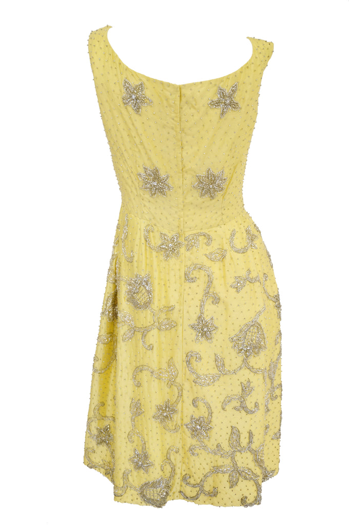 1950s Goldenrod Yellow Silk Beaded Dress and Jacket - MRS Couture
