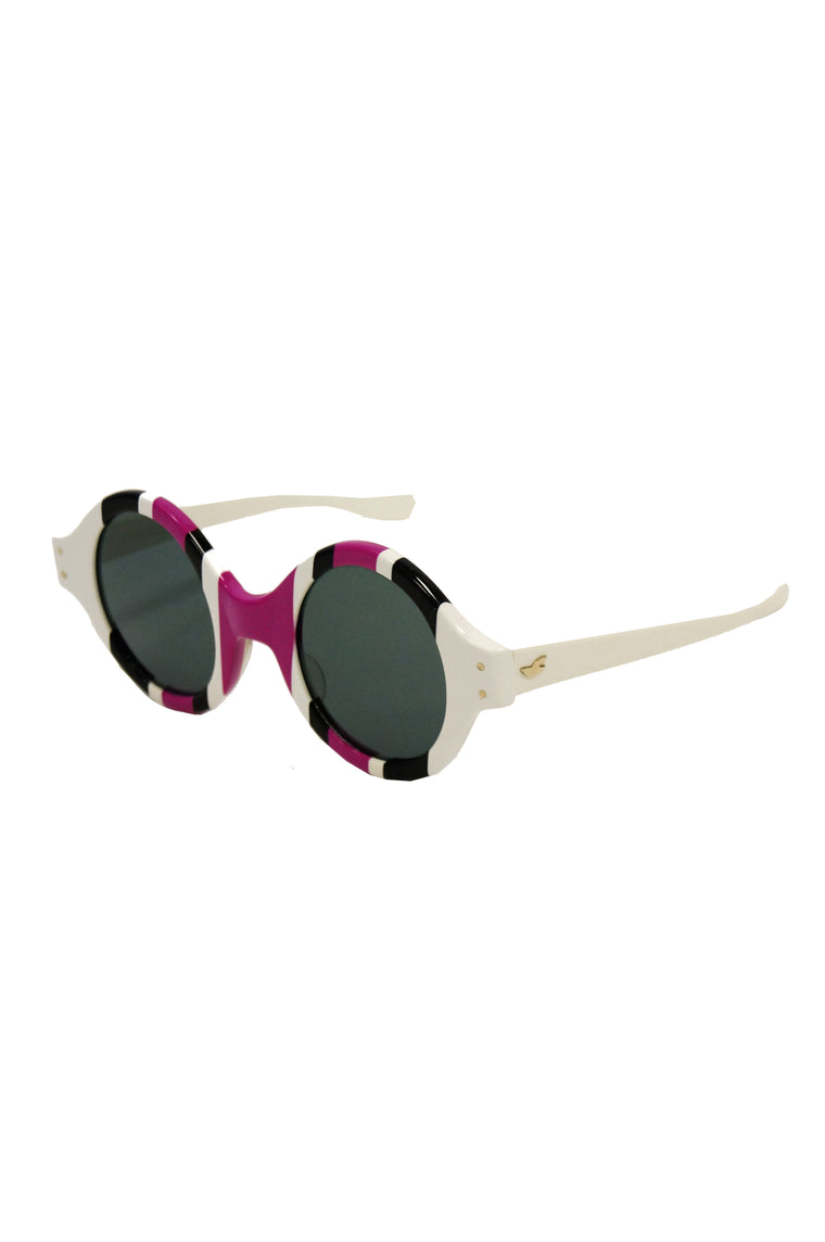1960s American Purple Black and White Mod Sunglasses