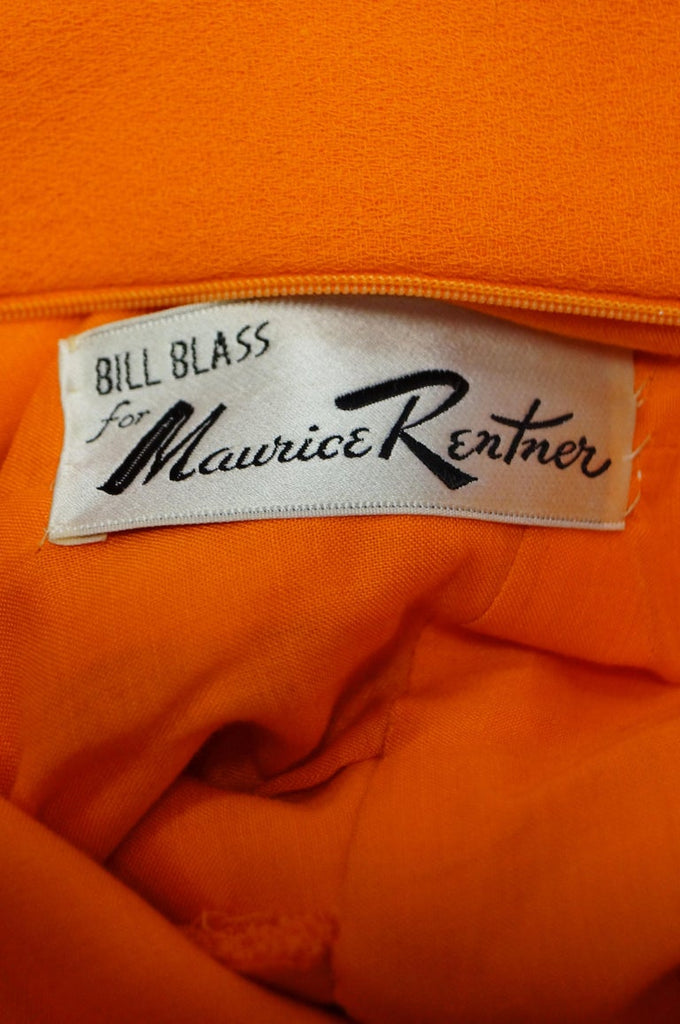 Rare 1960s Bill Blass Orange Mod Mini Dress with Nugget Belt Detail