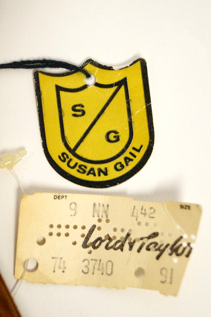 1970s Susan Gail Amber Suede Shoulder Bag with Original Tags