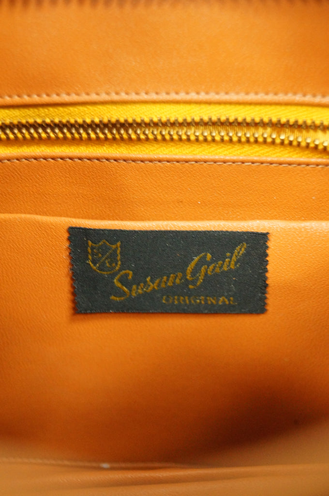 1970s Susan Gail Amber Suede Shoulder Bag with Original Tags
