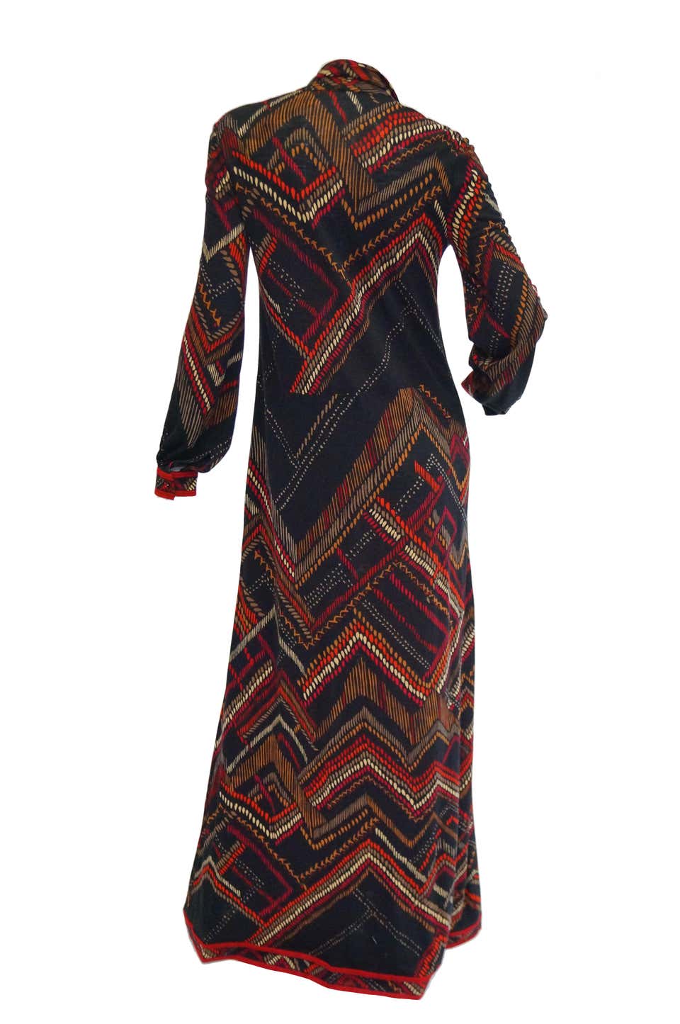 1970s Leonard Black and Red Abstract Tribal Print Nylon Jersey Dress NWT 1970s Leonard Black and Red Abstract Tribal Print Nylon Jersey Dress NWT
