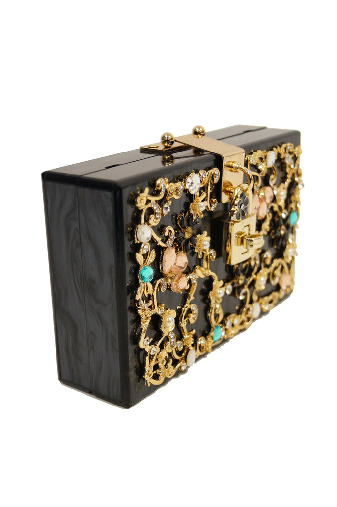 2016 Dolce & Gabbana Lucite Floral Box Purse