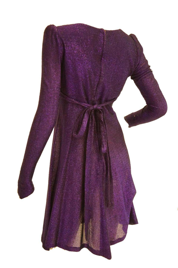 Classic 1970s Biba by Barbara Hulanicki Purple Metallic Lame Party Dress