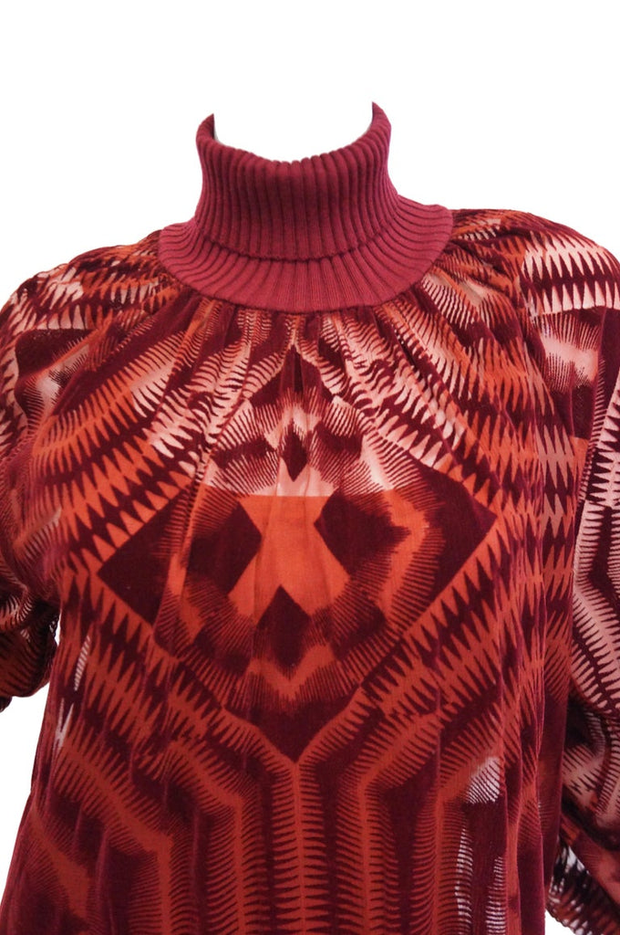 1990s Jean Paul Gaultier Sheer Silk Devore Red Velvet & Knit Dress / Tunic