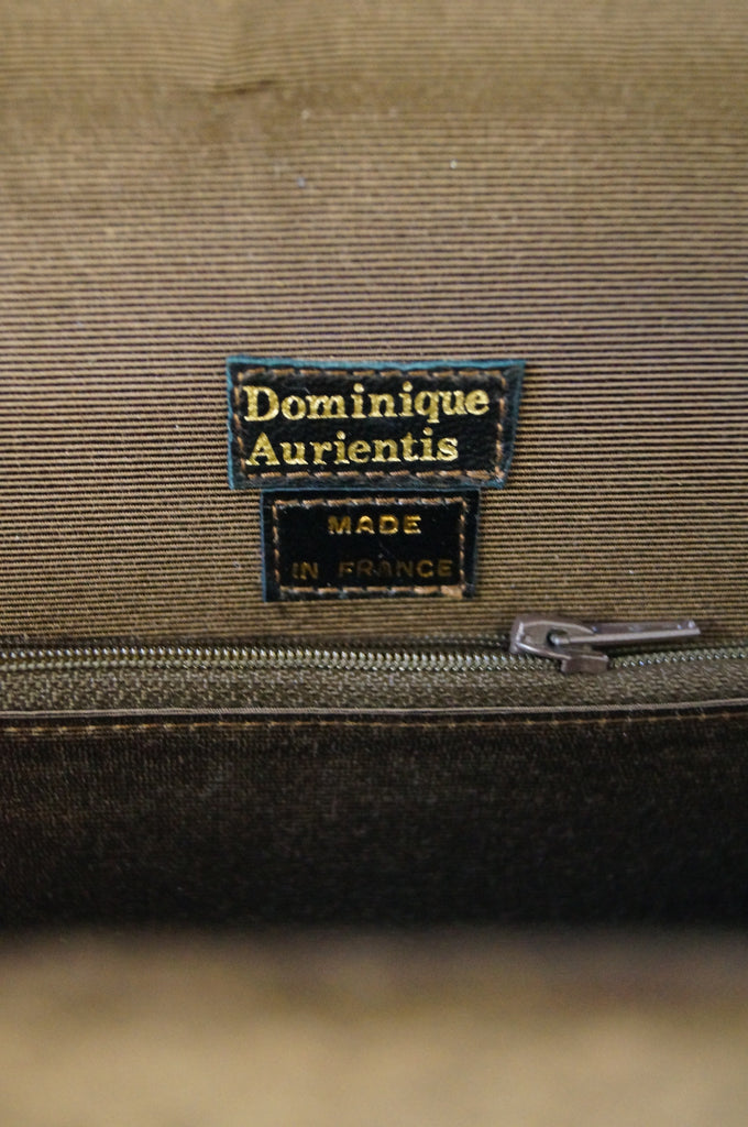 1980s Dominique Aurientis Brown French Suede Envelope Cord Detailed Handbag