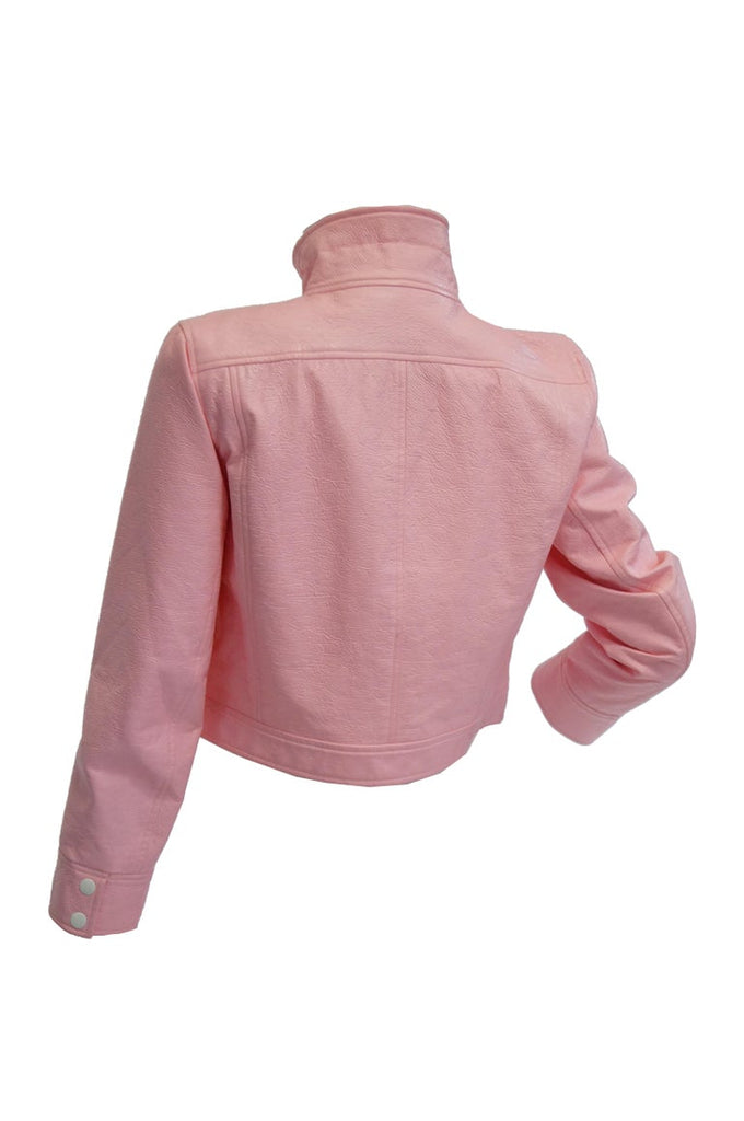 1970s Courreges Bubblegum Pink Vinyl Mod Jacket