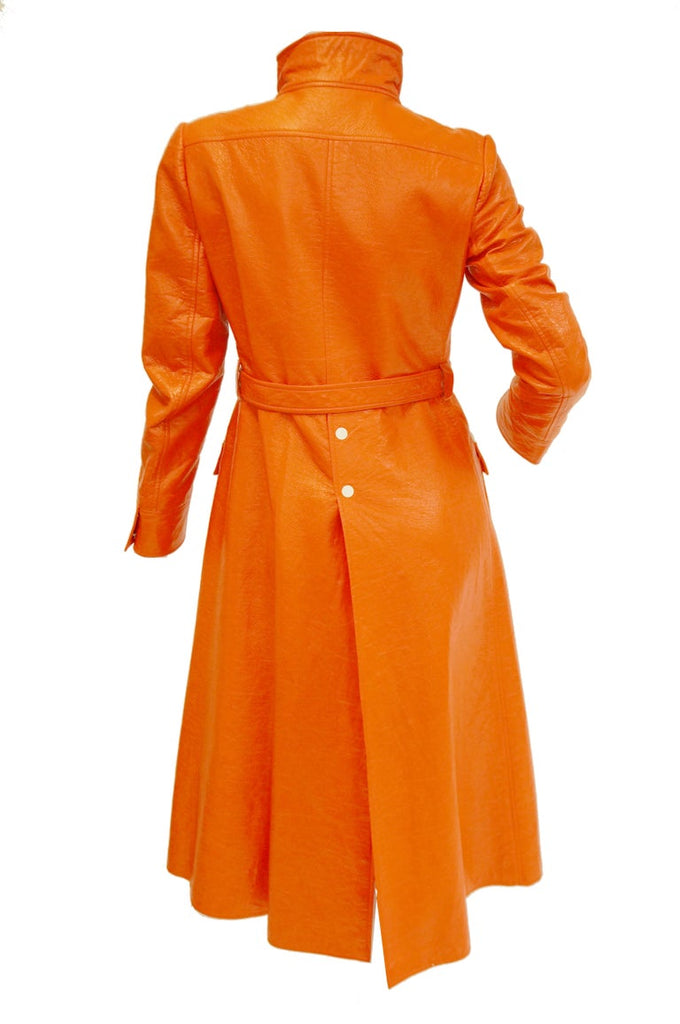 1972 André Courrèges Safety Orange Vinyl Mod Coat