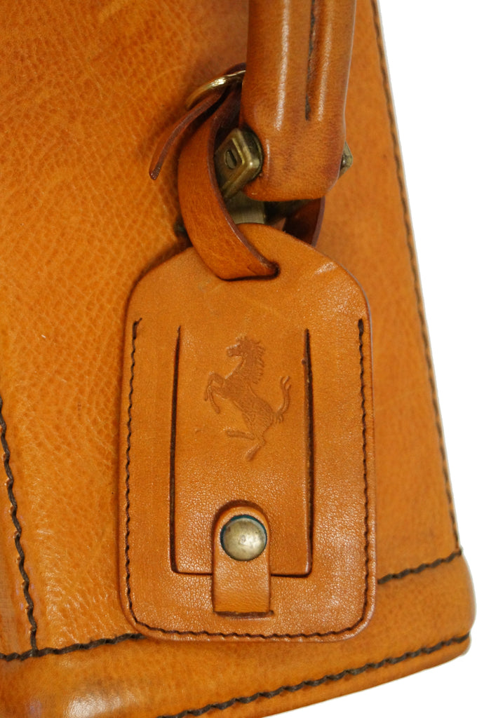 Rare 1990s Schedoni for Ferrari 348 355 Tan Italian Leather Console Luggage