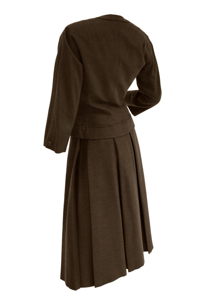 1950s Christian Dior Espresso Brown Wool "New Look" Skirt Suit