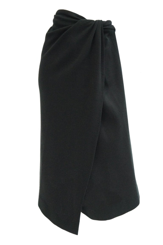 1985 Donna Karan "Seven Easy Pieces Collection" Black Wool Wrap Skirt