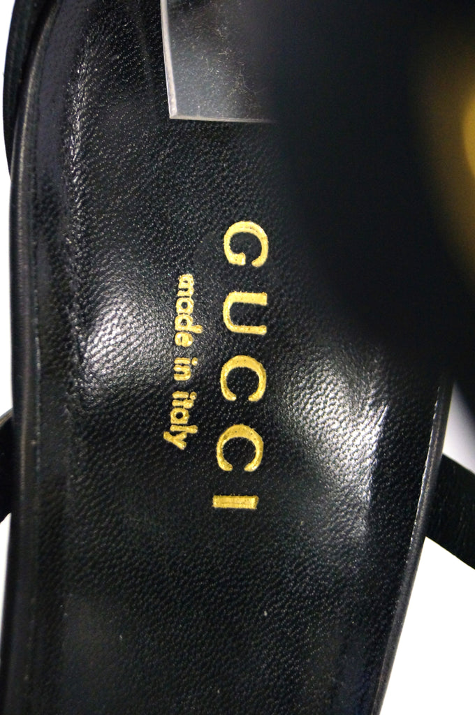Tom Ford for Gucci Black Ankle Strap with Horsebit Logo Heels, 2000s