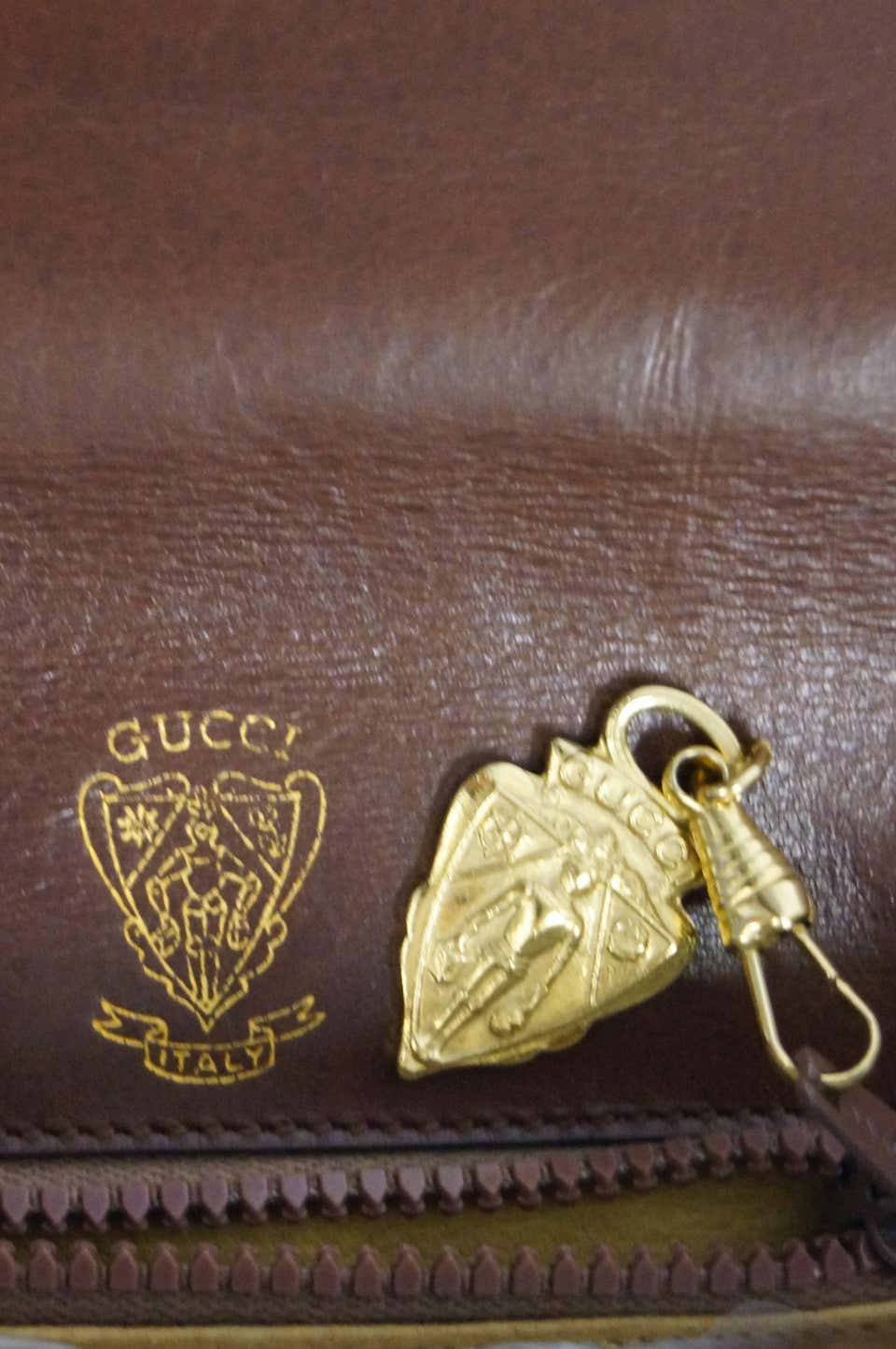 Gucci Vintage Brown Leather Italian Handbag 1940