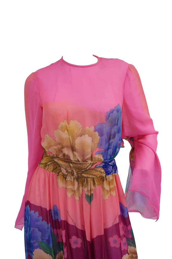 Hanae Mori Silk Floral Jumpsuit, 1970s