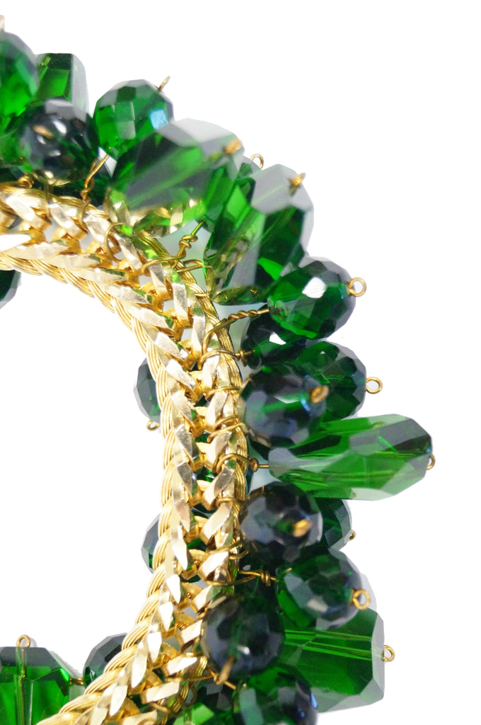 1960s Accessocraft Green Cut Glass Cluster Necklace