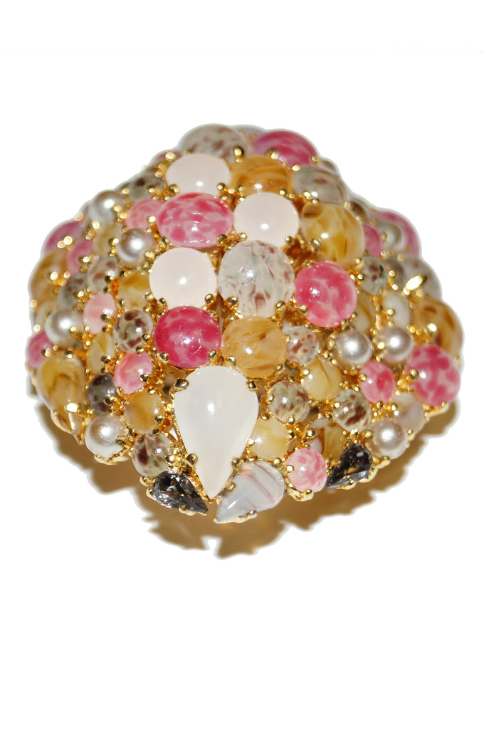 1963 Christian Dior Glass Cabochon Cluster Brooch