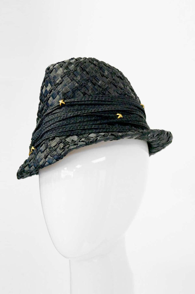 Early 1980s Yves Saint Laurent Woven Trilby Sun Hat