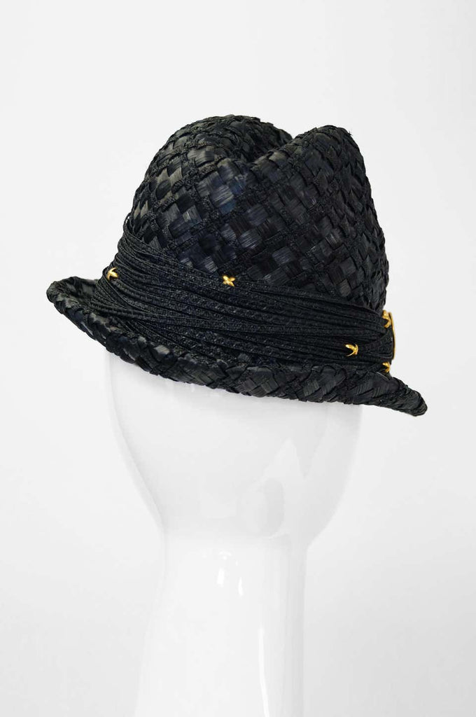 Early 1980s Yves Saint Laurent Woven Trilby Sun Hat