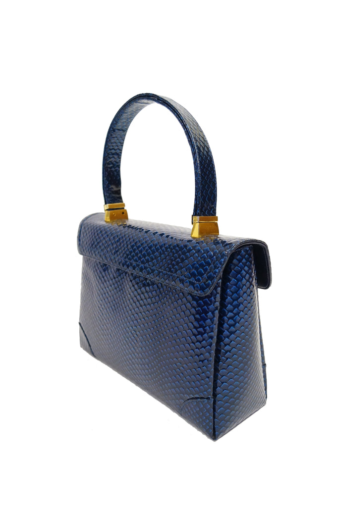 1960s Koret Blue Embossed Reptile Bag