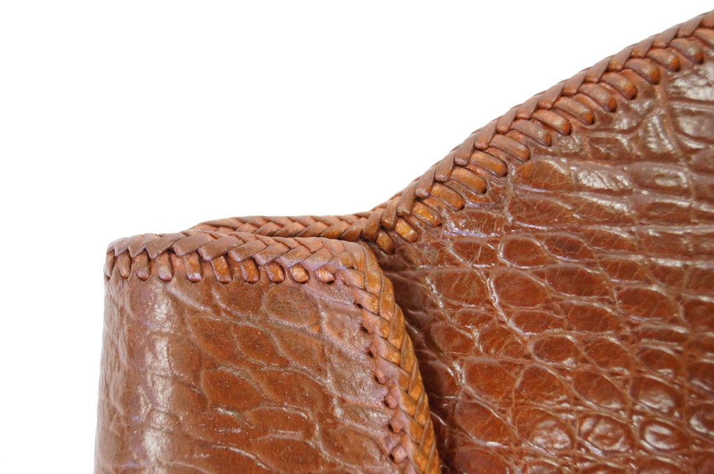 1950s Embossed Alligator Clutch with Lucite Clasp