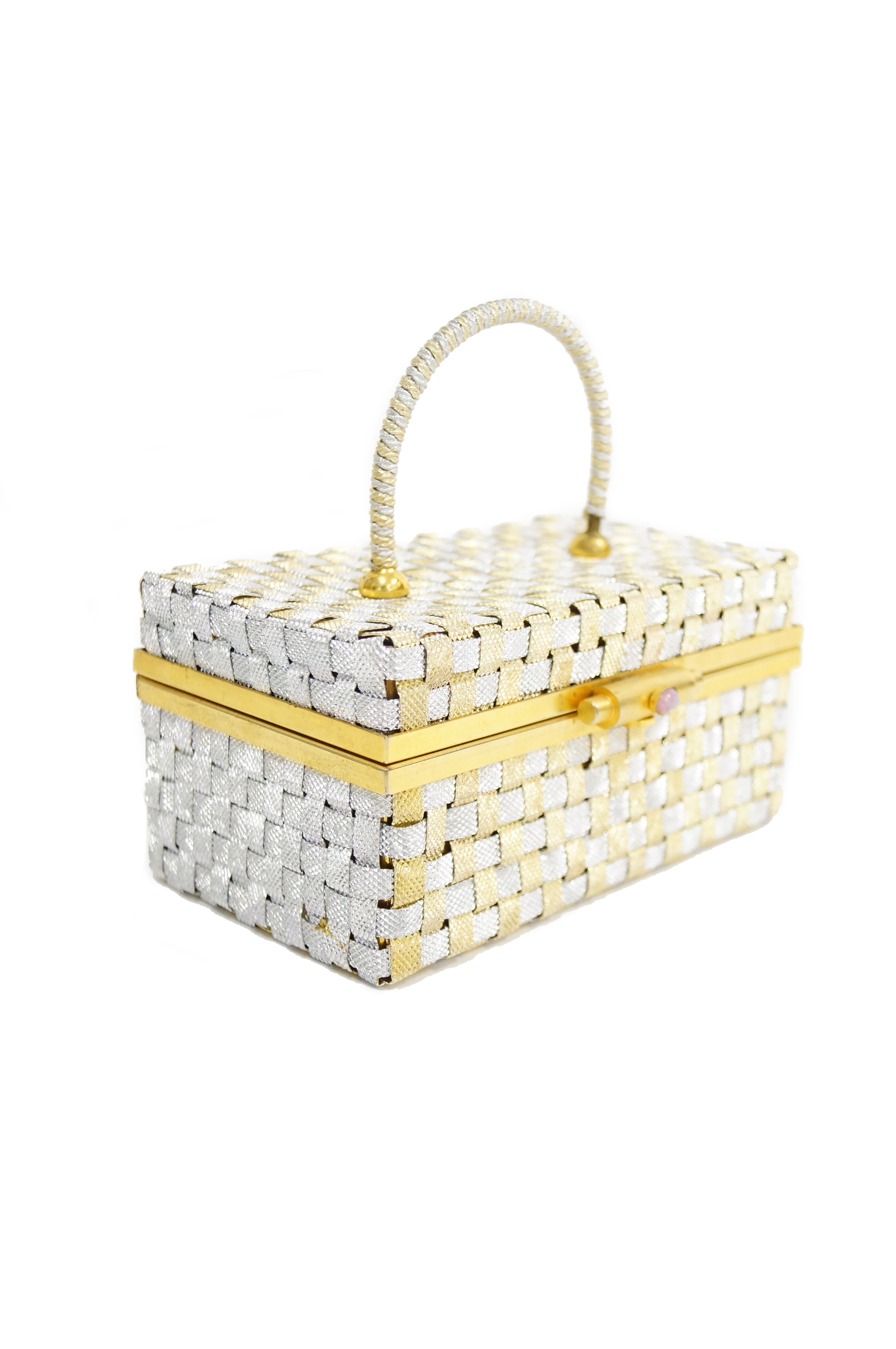 Copperton Lane: DeLill Gold Beaded Handbag Purse Mother of Pearl