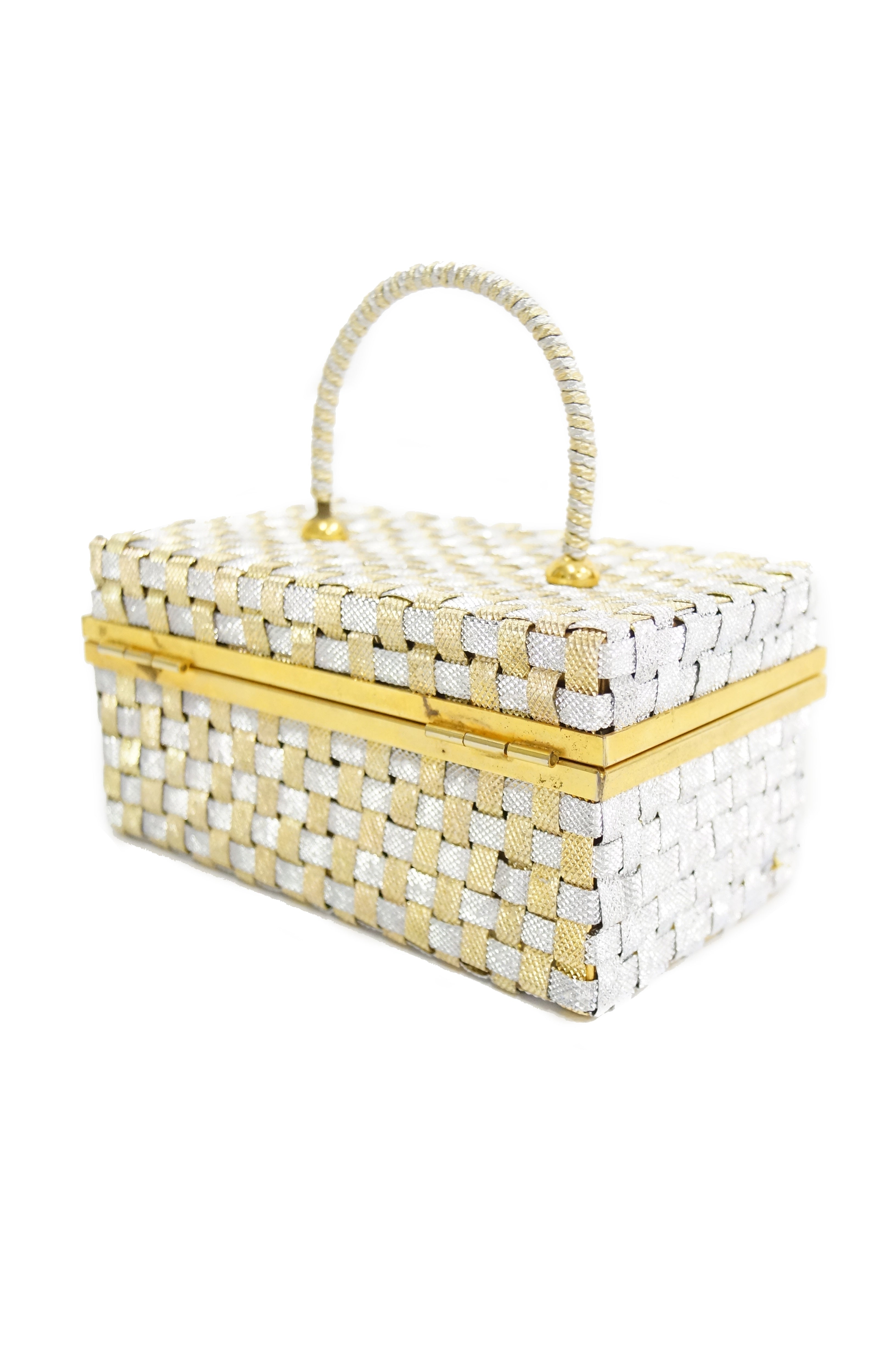 Copperton Lane: DeLill Gold Beaded Handbag Purse Mother of Pearl
