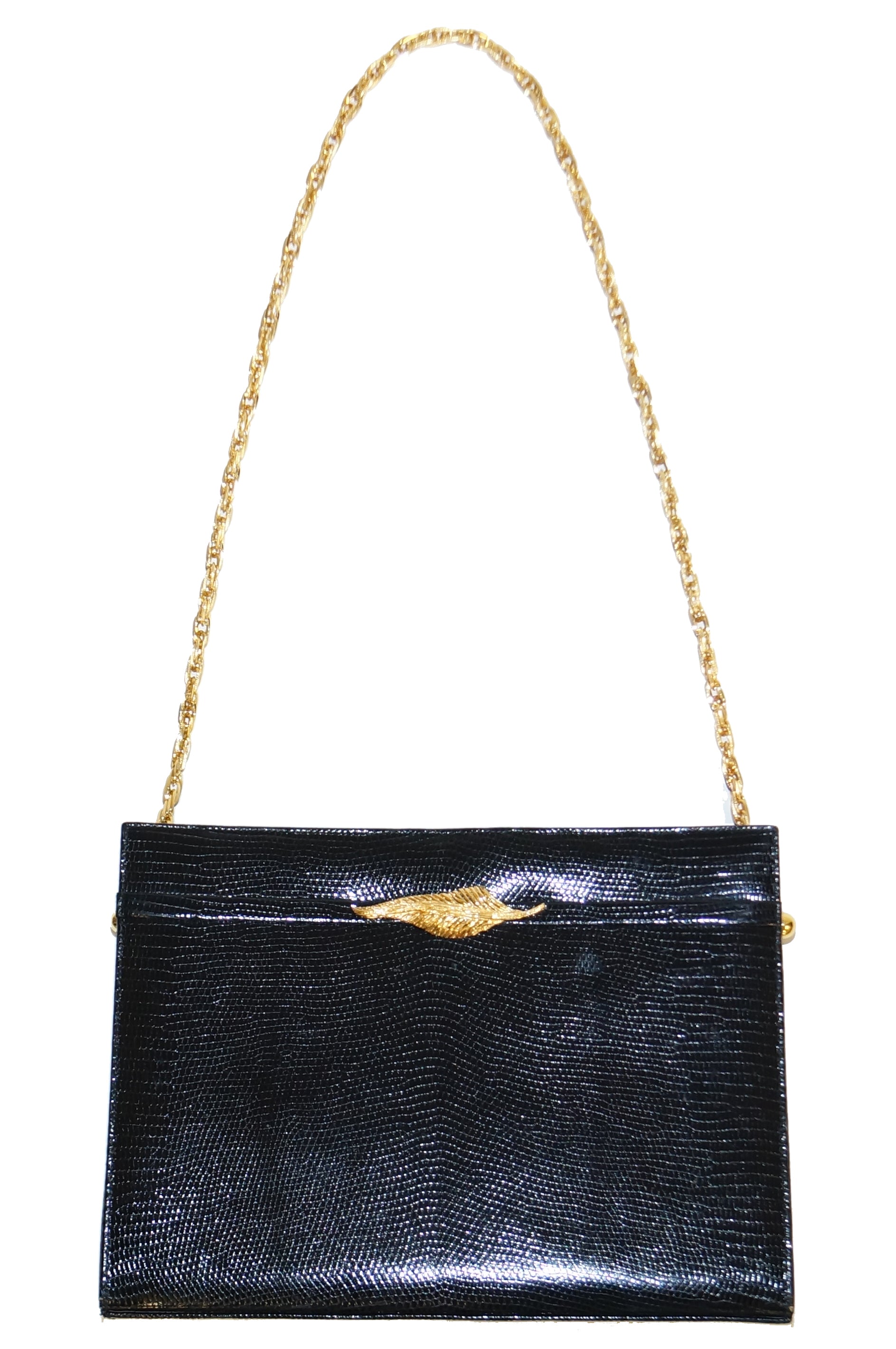 1960s Martin Van Schaak Black Lizard Handbag - MRS Couture