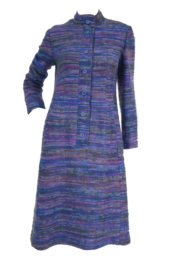1960s Givenchy Aubergine Mohair Wool Shift Dress