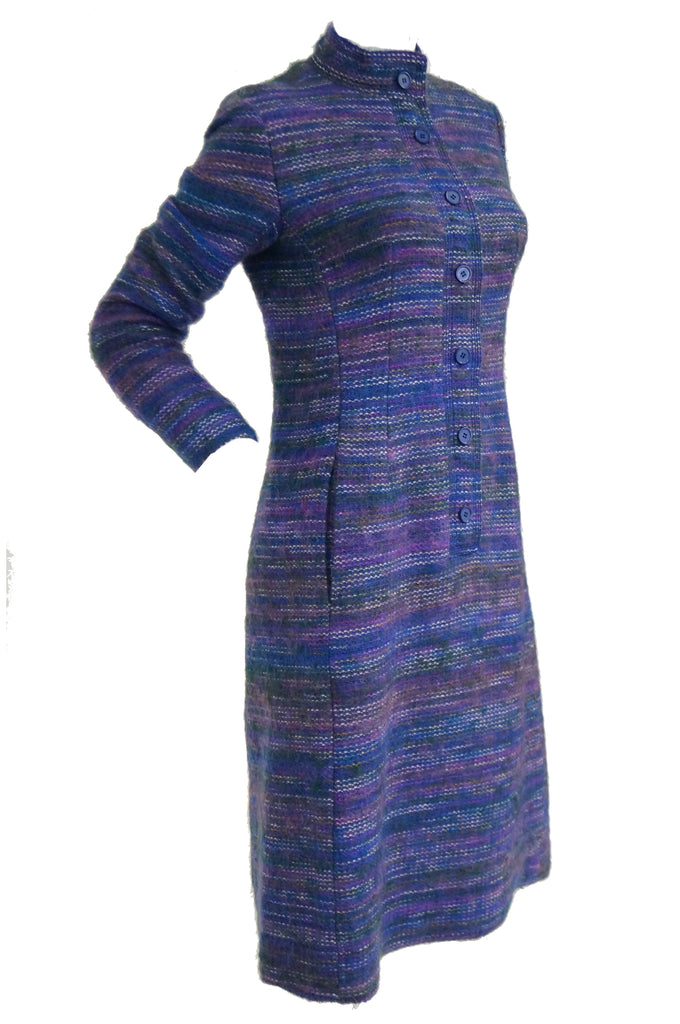 1960s Givenchy Aubergine Mohair Wool Shift Dress