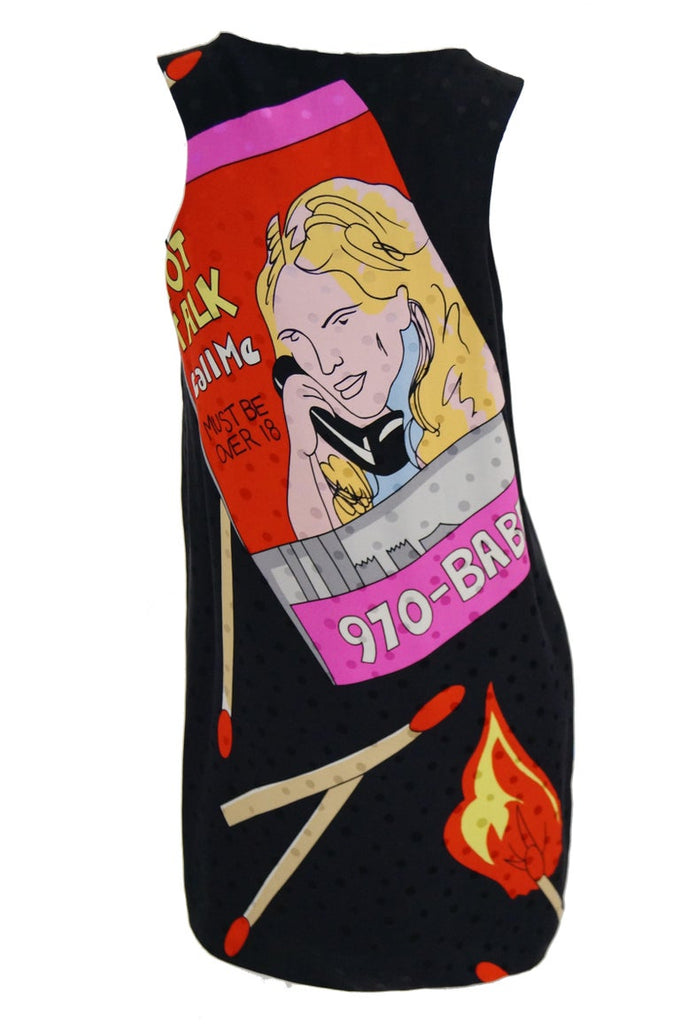 1990s Nicole Miller Silk Pop Art Advertisement Shift Dress