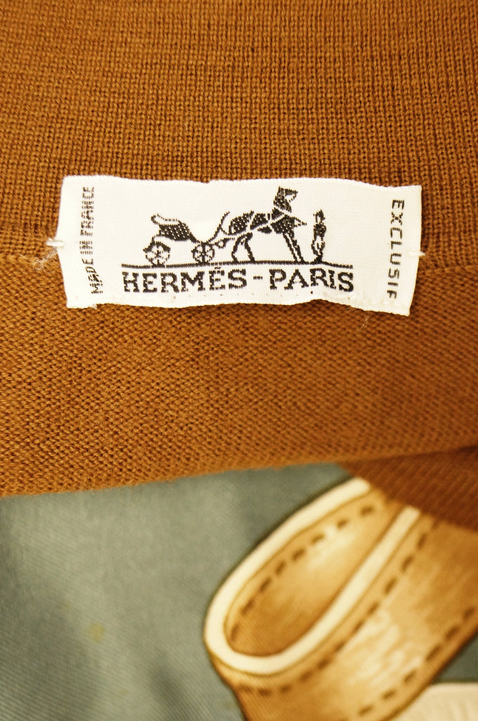 1987 Hermes “Bride De Cour” Tassel Silk Scarf and Cashmere Sweater