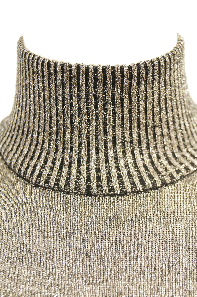 1970s Emilio Pucci Metallic Silver Knit Gown