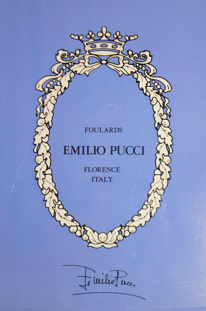 1960s Emilio Pucci Pink Geometric Silk Scarf In Original Sleeve