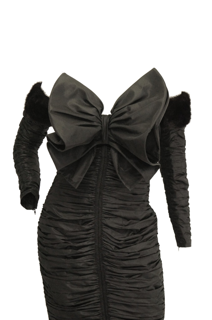 1980s Nina Ricci Couture Strapless Black Evening Dress