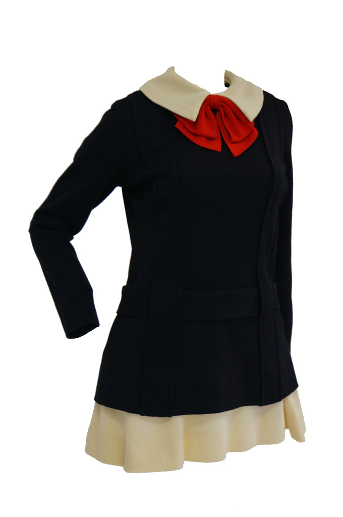 1960s Rudy Gernreich Knitwear High Contrast Mini Dress Ensemble - Iconic