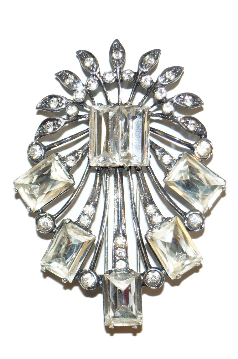 Pinmart's Silver Plated Rhinestone Diva Trendy Brooch Pin