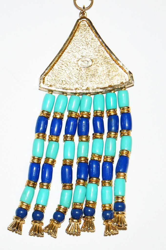 1960s Hattie Carnegie Egyptian Revival Enamel Lotus Necklace
