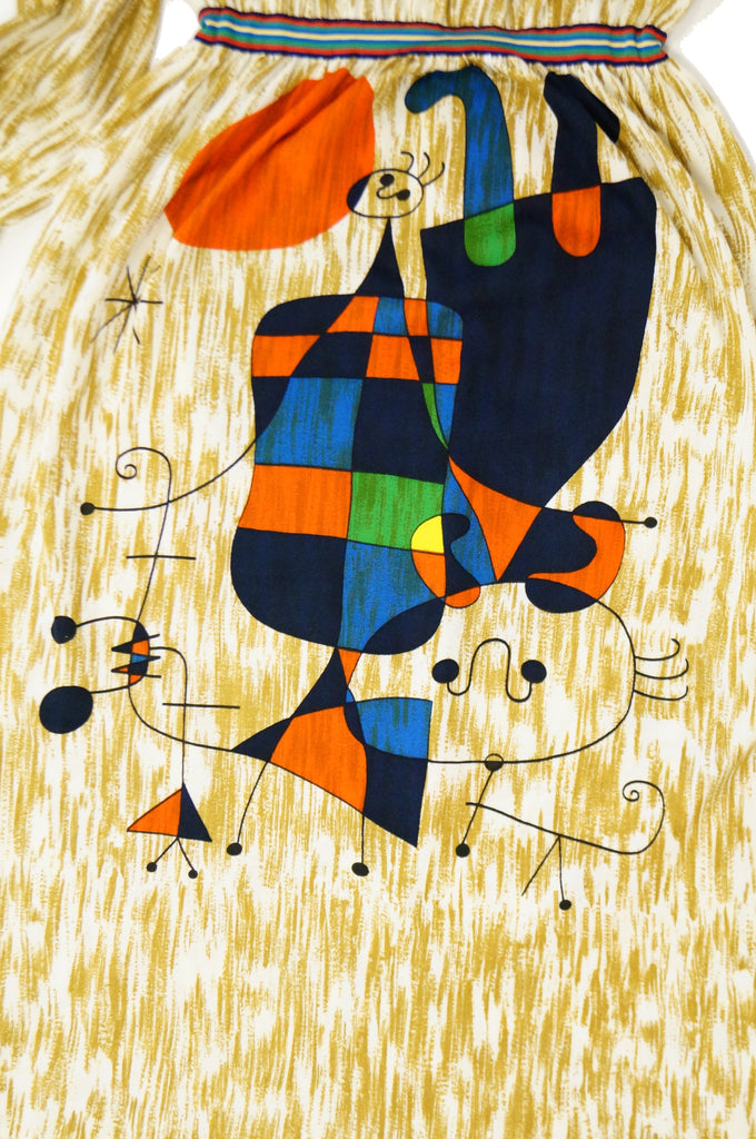 Rare 1960s Goldworm Italian Knit Dress with Miró "Upside Down Figures" Print