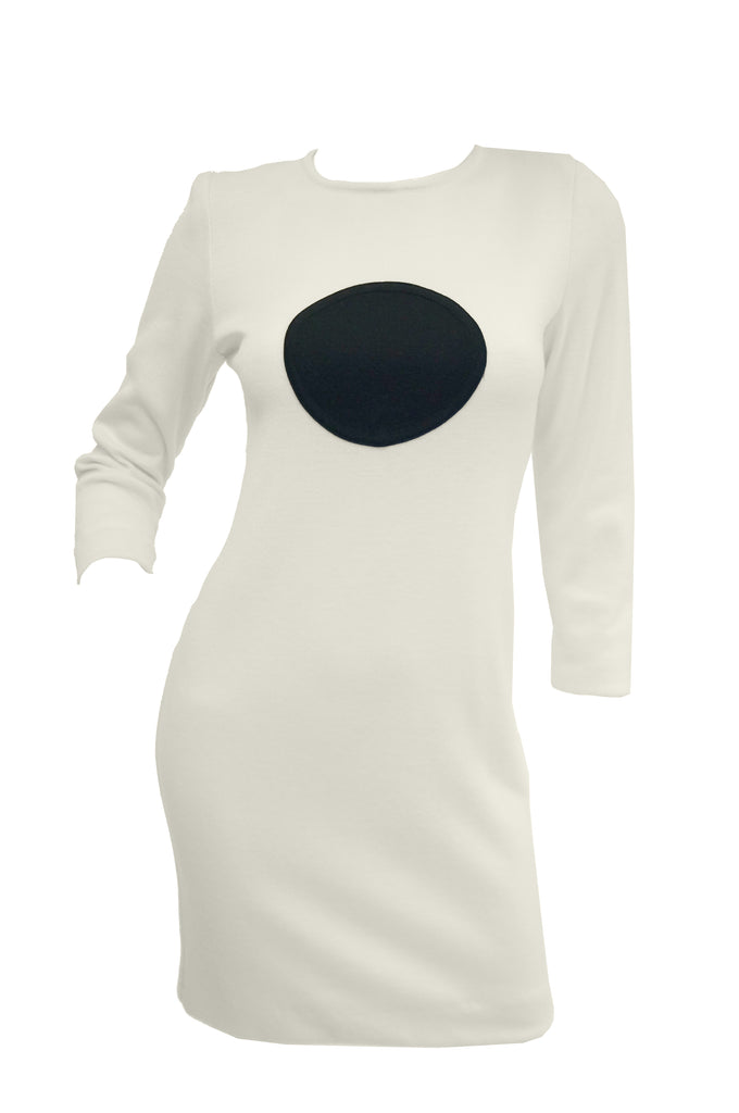 1960s MOD Cream Knit Wear Dot Dress
