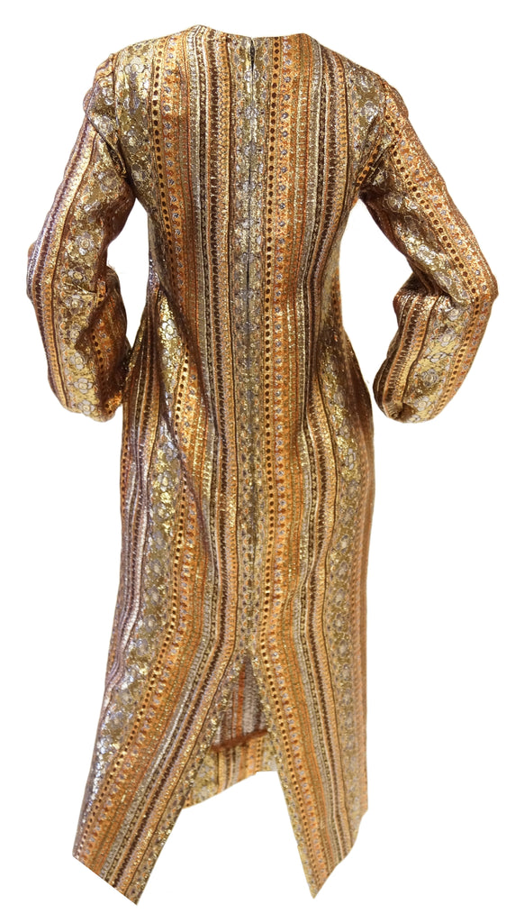 1970s Metallic Gold and Copper Party Dress
