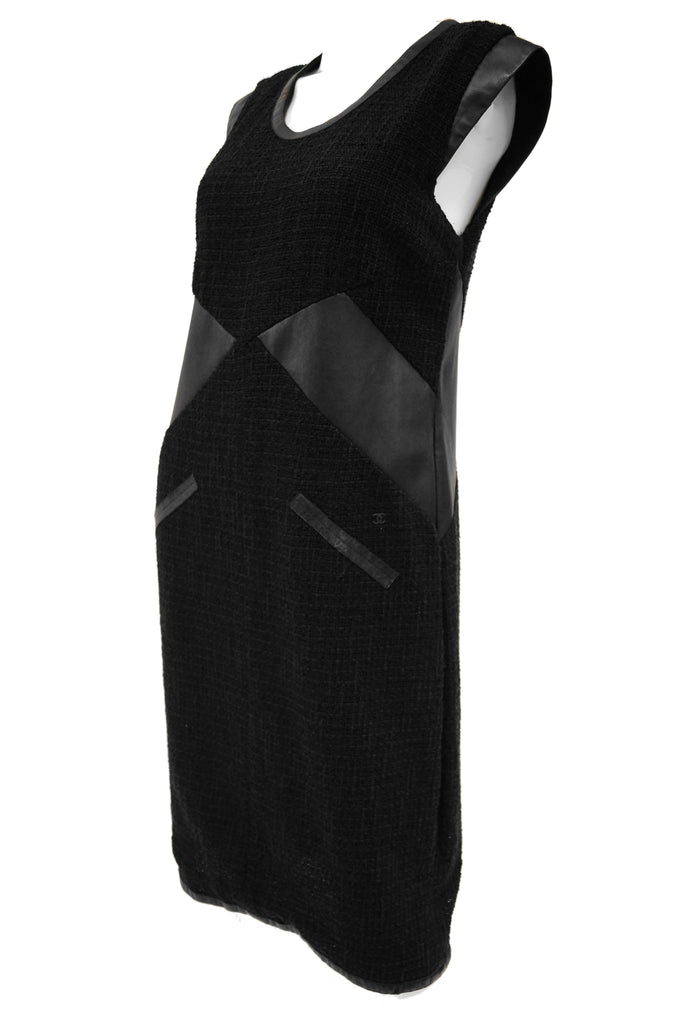 21st Century Chanel Black Bouclé and Lambskin Dress