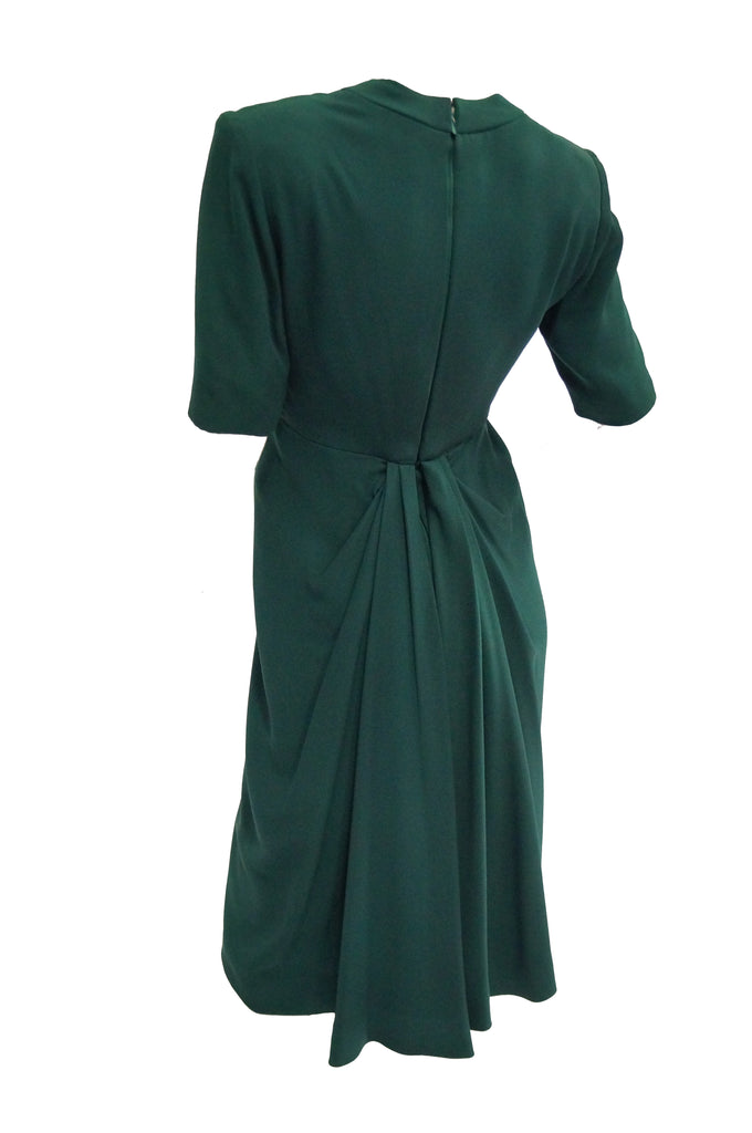 1990s Dior Haute Couture Green Silk Cocktail Dress, Numbered