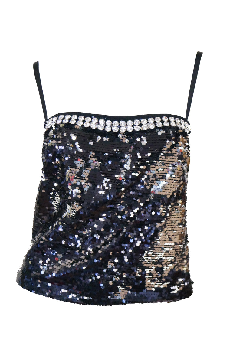 2010 Dolce & Gabbana Silver/Black Swarovski Crystal Sequin Top, NWT